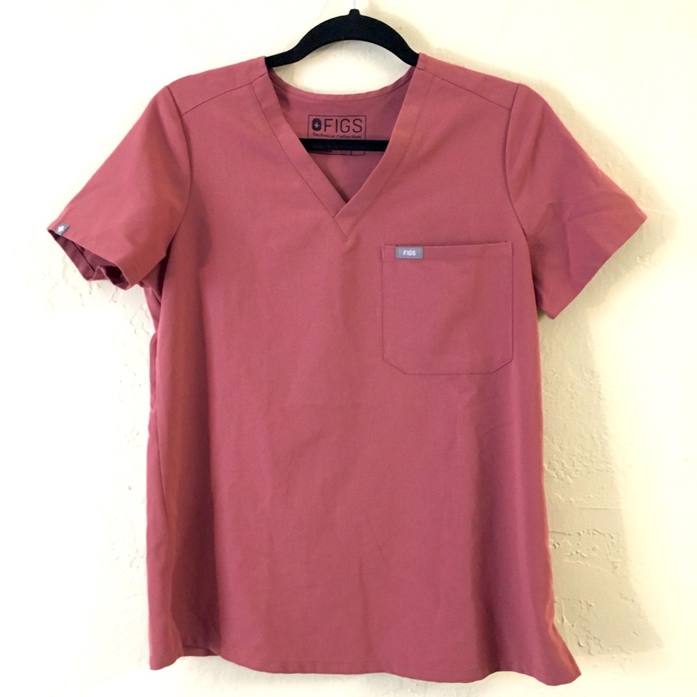 Figs Technical Collection Scrubs Short Sleeve Top Small Mauve Medical Nurse